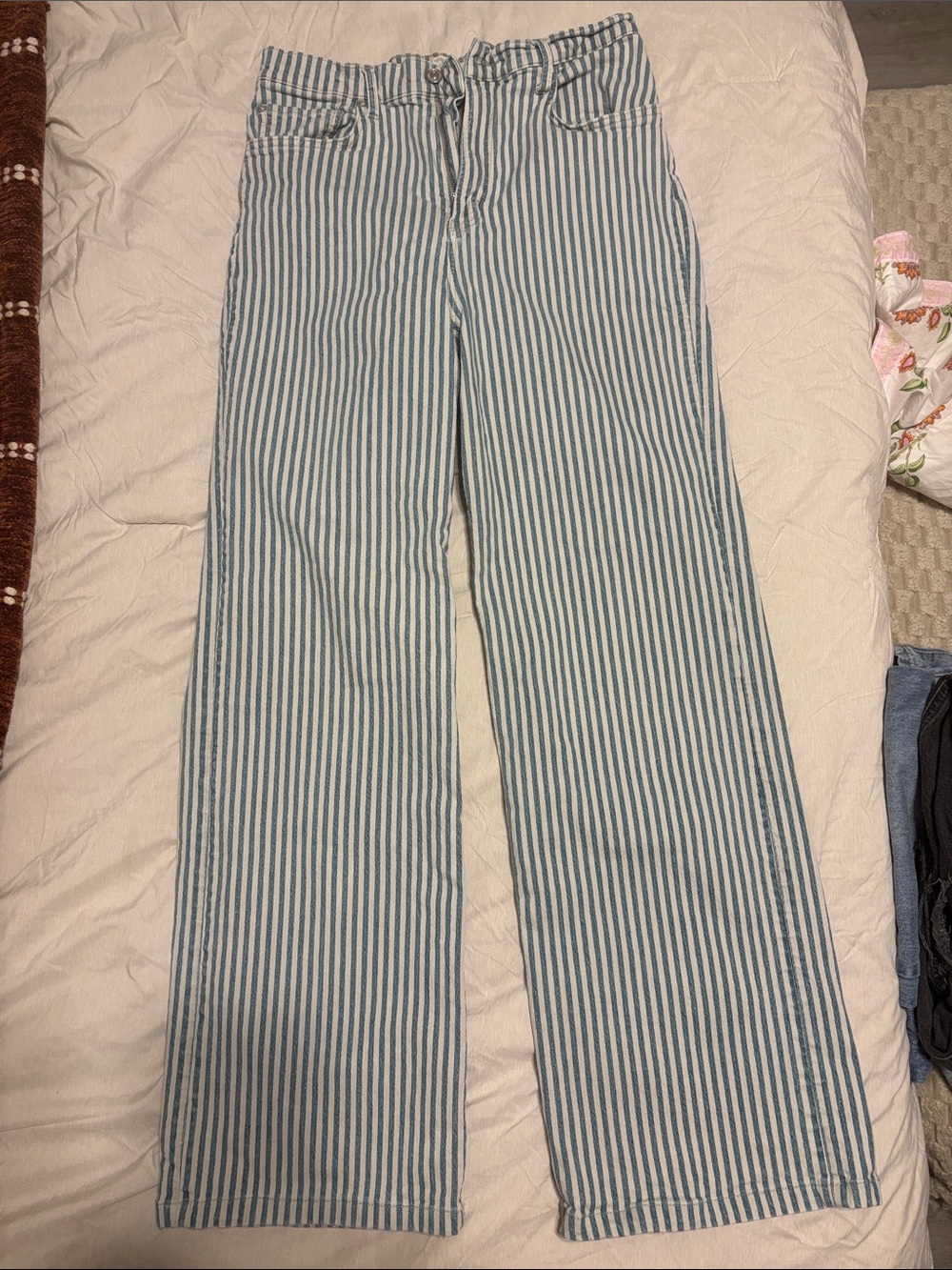 Striped Wide-Leg women’s Pants - Blue/White
